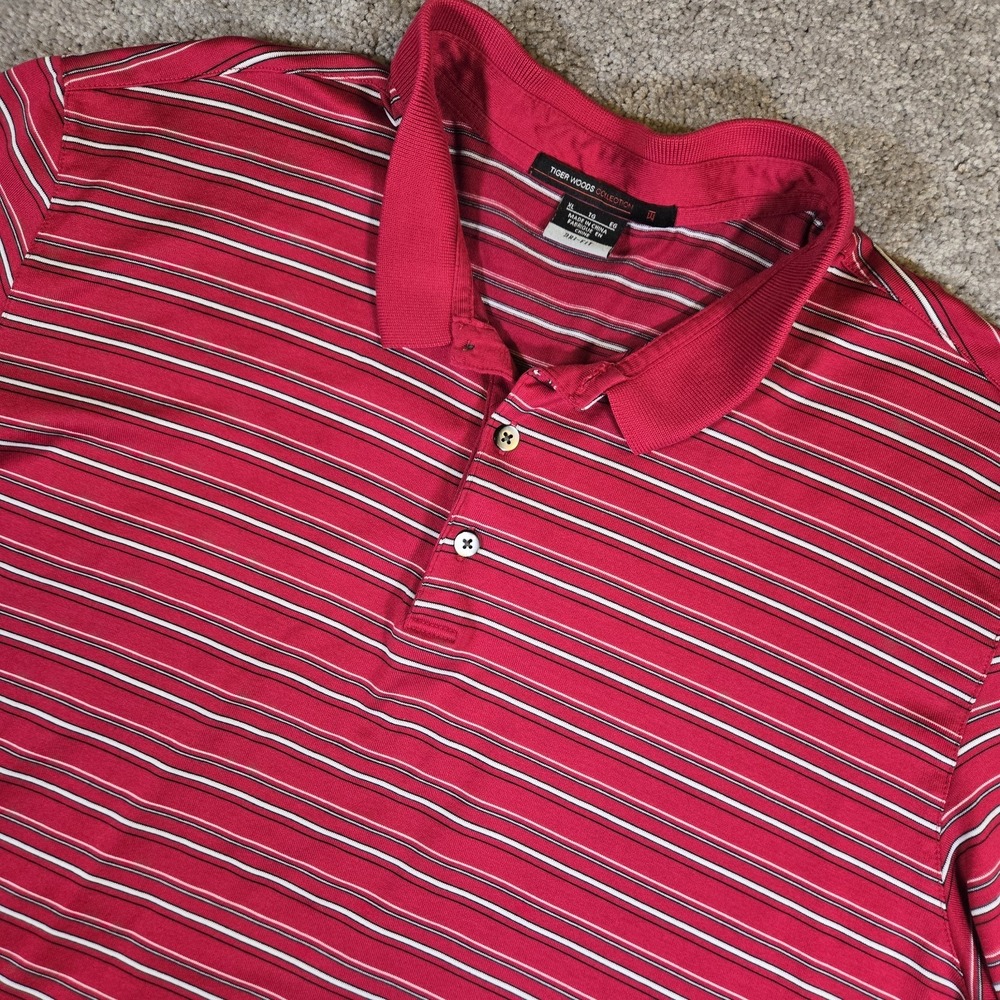 Vintage Nike Golf Polo Tiger Woods Collection Red Black Dri Fit Size XL